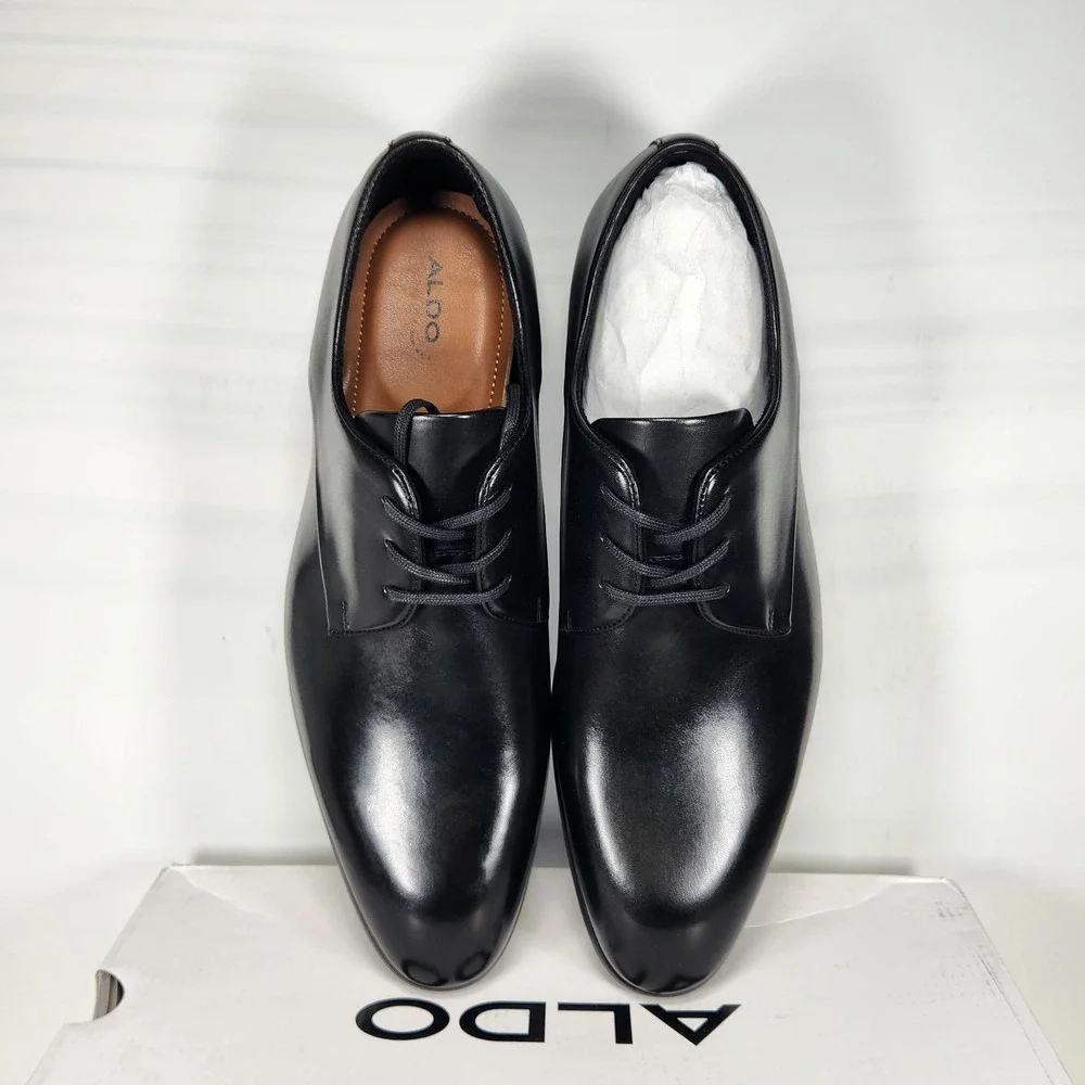 Aldo Marcelus Dress Shoes Mens Size 12 Black Leather Lace Up Pillow Walk Flex